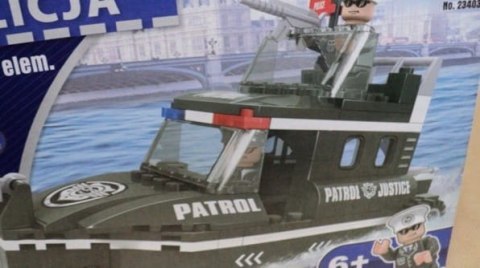 KLOCKI DROMADER SERIA POLICJA - POLICYJNA ŁÓDŹ PATROLOWA 133 ELEM. KLOCKI DROMADER SERIA POLICJA - POLICYJNA ŁÓDŹ PATROLOWA 133 ELEM.