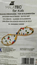 MALATEC - KOLEJKA DREWNIANA DLA MALUSZKA 50 ELEMENTÓW.