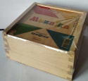 DREWNIANE KLOCKI, MOZAIKA GEOMETRYCZNA KOLOROWA. PRODUKT POLSKI.