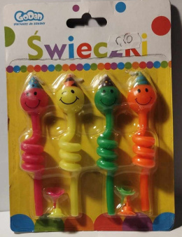ŚWIECZKI URODZINOWE KOLOROWE ŚWIDERKI BUŹKI, KPL. 4 SZT., 11CM.