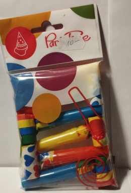 PARTY TIME KOLOROWE GWIZDKI URODZINOWE WE WZORY, 6 SZTUK