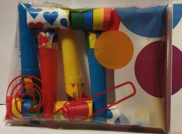 PARTY TIME KOLOROWE GWIZDKI URODZINOWE WE WZORY, 6 SZTUK