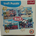 PUZZLE TREFL 4w1 NA BUDOWIE. MASZYNY BUDOWLANE