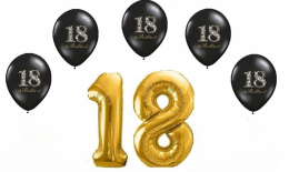 BALONY NA HEL 81CM + BALONY CZARNE I Z NAPISEM - ZESTAW NA 18-TKĘ.