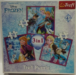 PUZZLE TREFL FROZEN 3w1. ELSA I ANNA Z KRAINY LODU.