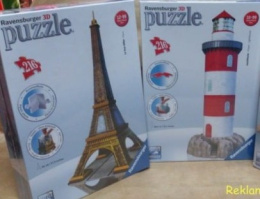 RAVENSBURGER - PUZZLE 3D, 216 ELEM. LATARNIA MORSKA lub WIEŻA EIFFLA