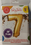 PARTY TIME - BALON FOLIOWY NA HEL CYFRA, 71cm. ZŁOTY (28``)