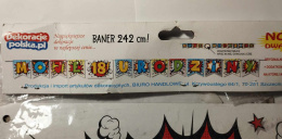 GIRLANDA URODZINOWA, BANER NAPIS MOJE 18 URODZINY 242cm + MIEJSCE NA DOWOLNĄ LICZBĘ.