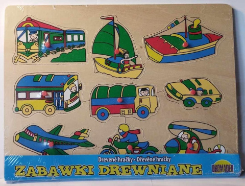 DROMADER UKŁADANKA DREWNIANA DLA NAJMŁODSZYCH - WPINANKA PUZZLE POJAZDY DROMADER UKŁADANKA DREWNIANA DLA NAJMŁODSZYCH - WPINANKA PUZZLE POJAZDY