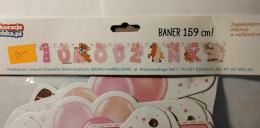 GIRLANDA URODZINOWA 1 URODZINKI. RÓŻOWA. BANER 159cm