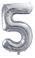 BALON FOLIOWY NA HEL CYFRA, SREBRNY, 1m
