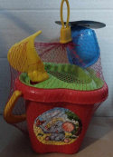 KOMPLET DO PIASKU WIADERKO 11,5cm , GRABKI, ŁOPATKA, Z SITKIEM