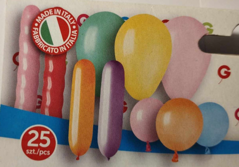 BALONY GEMAR RÓŻNE KSZTAŁTY. MIX BALONÓW LATEKSOWYCH 25szt