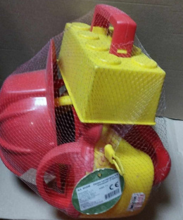 MEGA ZESTAW MŁODEGO MURARZA - KASK, WIADRO, FORMA I KONEWKA DO PIASKU