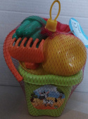 ZESTAW ZABAWEK DO PIASKU W WIADERKU Z ZEBRĄ wys. 11cm